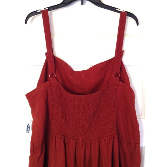 Old Navy Romper Wn 2XLT Rust Orange Short Overalls Back Smocking Pockets Travel - Picture 8 of 13